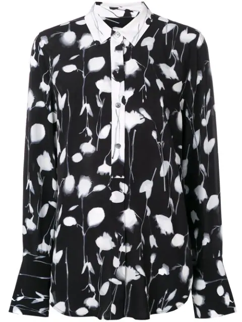 Equipment Eleonore Floral-Print Satin Shirt In Black | ModeSens