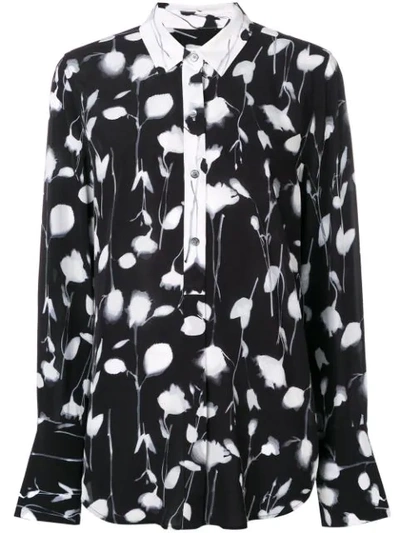 Equipment Eleonore Floral-print Satin Shirt In True Black