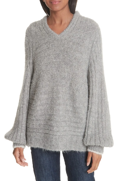 Eleven Six Haley Alpaca Blend Hoody Sweater In Grey Melange