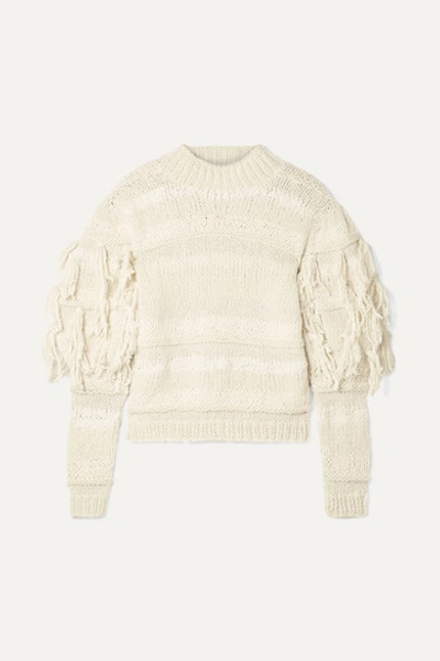 Ulla Johnson Delma Fringed Alpaca And Cotton-blend Sweater In Cream