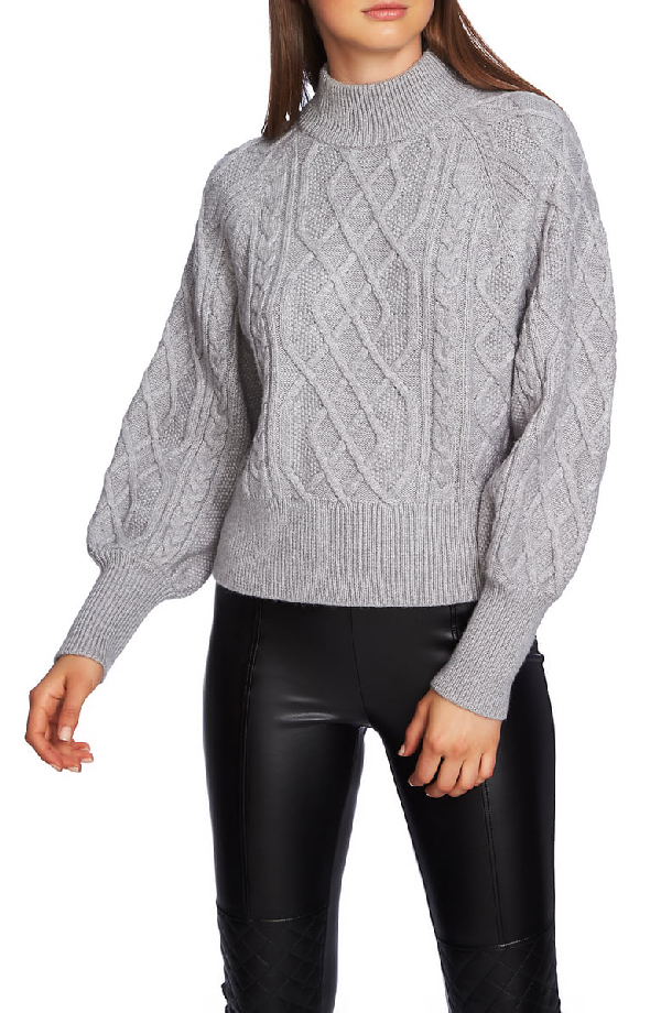 puff sleeve cable knit sweater