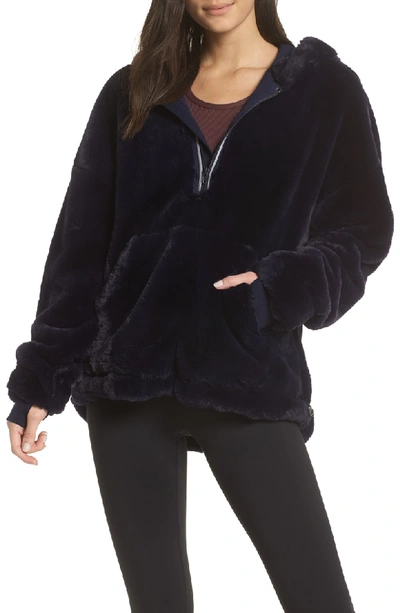 Free People Movement Free People Fp Movement Off The Record Soft Fleece Hoodie In Dark Blue