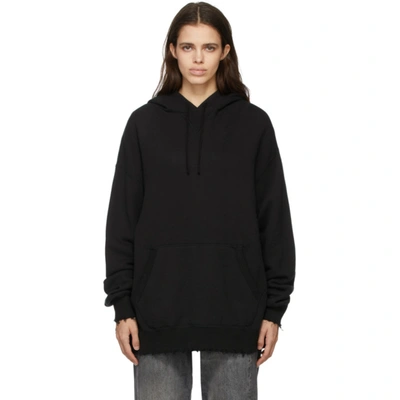 R13 Gathered Oversized Cotton Hoodie In Black