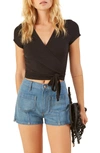Reformation Flora Wrap Tee In Black