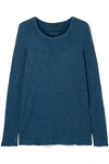 Atm Anthony Thomas Melillo Distressed Slub Cotton-jersey Top In Blue