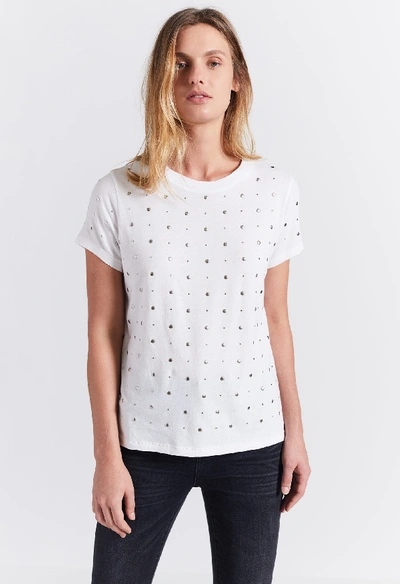 Current Elliott Current/elliott The Retro Studded Crewneck Tee In Sugar With Stud