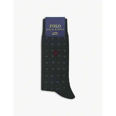 Polo Ralph Lauren 2 Pack Cotton-blend Patterned Socks In Hunter