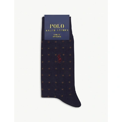 Polo Ralph Lauren Dot Socks Pack Of Two In Navy Burgundy