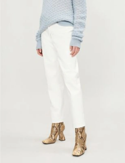 Stella Mccartney Straight High-rise Faux-leather Trousers In White