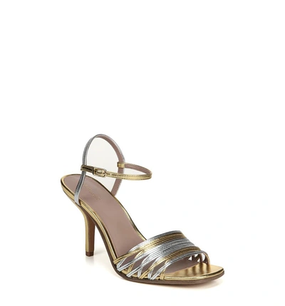 Diane Von Furstenberg Federica Two-tone Metallic Leather Sandals In Silver/ Gold
