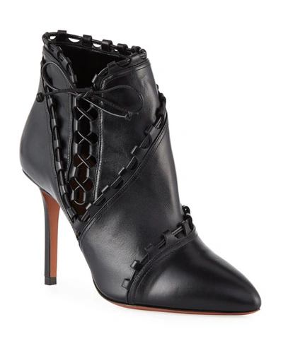 Alaïa Side-lace Ankle Booties In Black