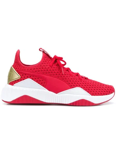 Puma Women's Defy Varsity Knit Lace Up Sneakers In Red