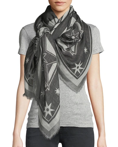 Givenchy Iconic Flash Wool-silk Scarf In Black/white