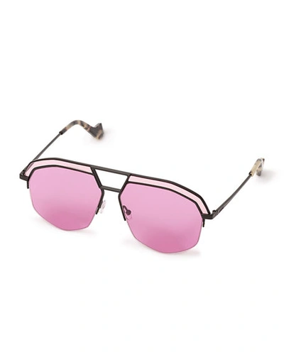 Loewe Semi-rimless Two-tone Aviator Sunglasses In Pink