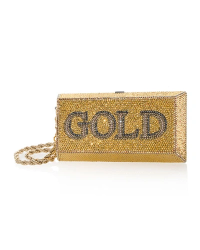 Judith Leiber Gold Brick Crystal Clutch Bag