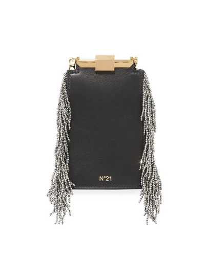 N°21 Chain-fringe Framed Bag In Black