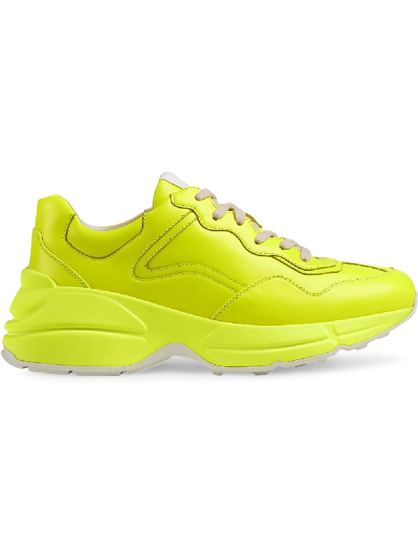 Gucci Rhyton Fluorescent Leather Sneaker In Yellow | ModeSens