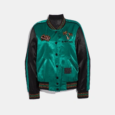 Coach Viper Room Reversible Souvenir Jacket In Green - Size 10 In Veridian