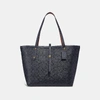 Coach Market Tote In Signature Canvas In Charcoal/midnight Navy/gold