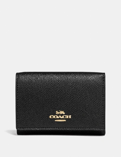 Coach Small Flap Wallet In Black/gold