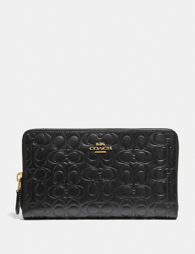 Coach Continental Wallet In Signature Leather In Gold/black