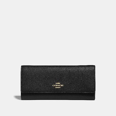 Coach Soft Trifold Wallet In Black/gold