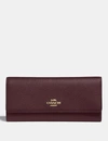 Coach Soft Trifold Wallet In Oxblood/gold