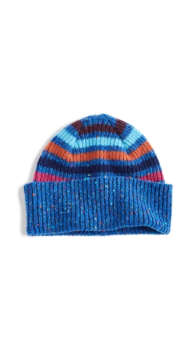 Paul Smith Donegal Stripe Beanie In Blue Multi