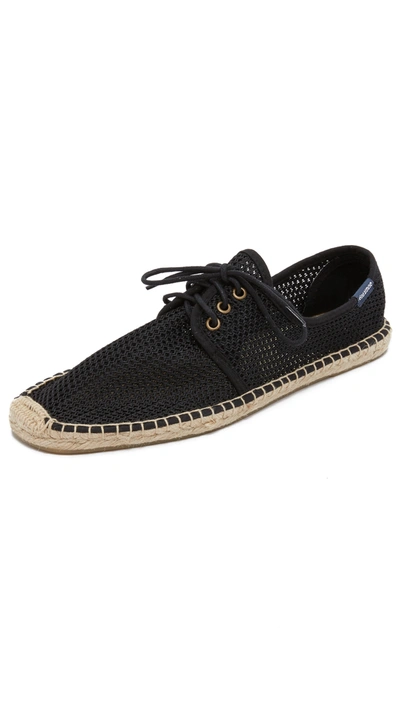 Soludos Mesh Derby Lace Up Espadrilles In Black