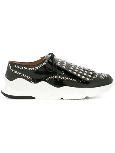 Clergerie Embellished Lace-up Trainers In Black