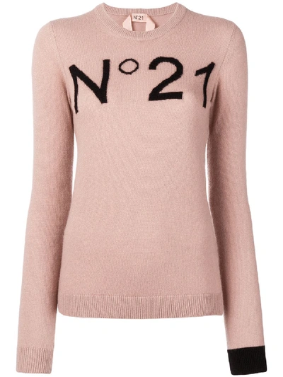 N°21 Logo Crew Neck Sweater In Neutrals