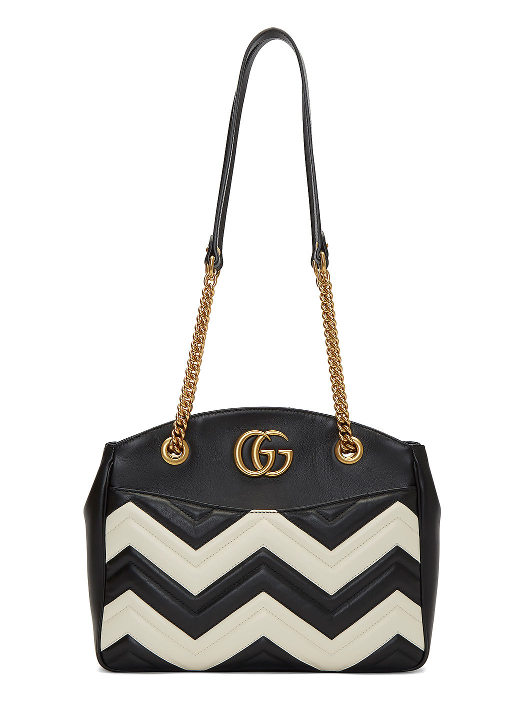 Gucci Women's Marmont Monochrome Zigzag Quilted Handbag In Black And ...