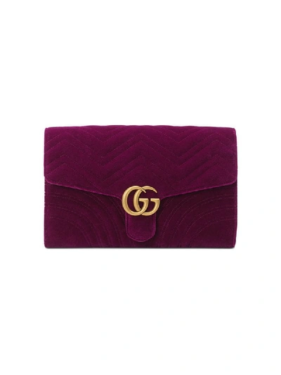 Gucci Gg Marmont Velvet Clutch In Pink
