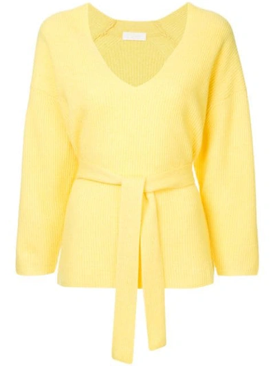 Ballsey Long-sleeve Belted Sweater - Yellow