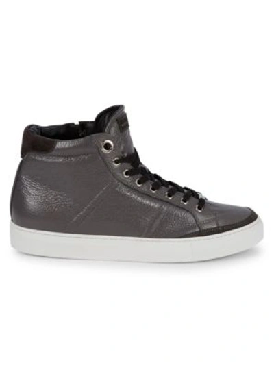 Alessandro Dell'acqua Logo Leather High-top Sneakers In Grey