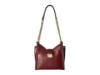 Michael Michael Kors Whitney Small Leather Crossbody Bag In Oxblood