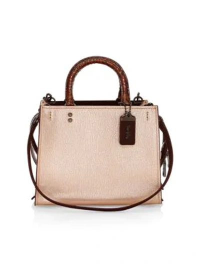 Coach Rogue Leather Top Handle Bag In Rose Gold
