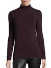 Majestic Soft Touch Turtleneck Top In Aubergine