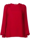 N°21 Long-sleeve Silk-blend Blouse In Red