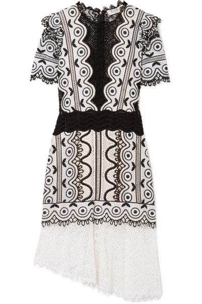 Sea Lola Asymmetric Cotton-blend Guipure Lace Dress In Black Cream