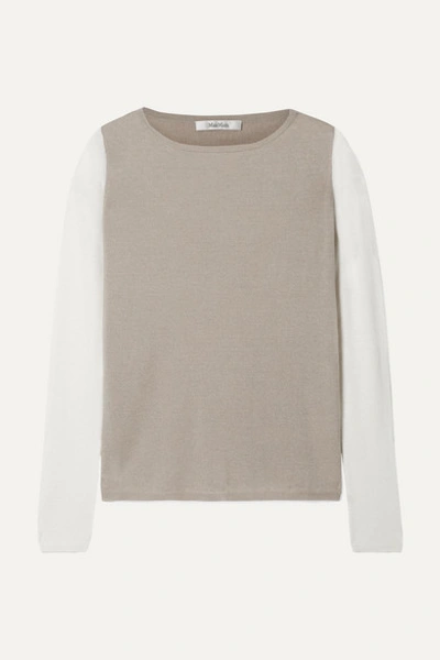 Max Mara Two-tone Silk And Cashmere-blend Sweater In Beige
