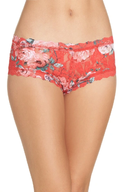 Hanky Panky Holiday Blossom Boy Short Panties In Red Multi