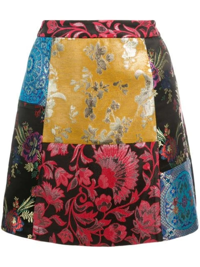 Alice And Olivia Riley Patchwork A-line Short Skirt In Multi