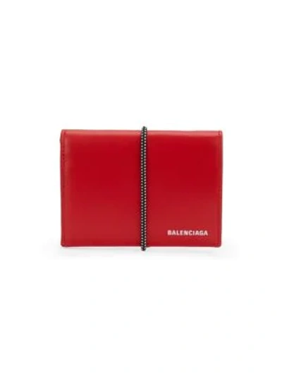 Balenciaga Leather Bi-fold Wallet In Red