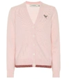 Coach Rexy Patch Metallic Wool-cashmere Cardigan, Light Pink In Pale Pink