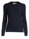 Coach Rexy Patch Metallic Wool-cashmere Sweater In Navy
