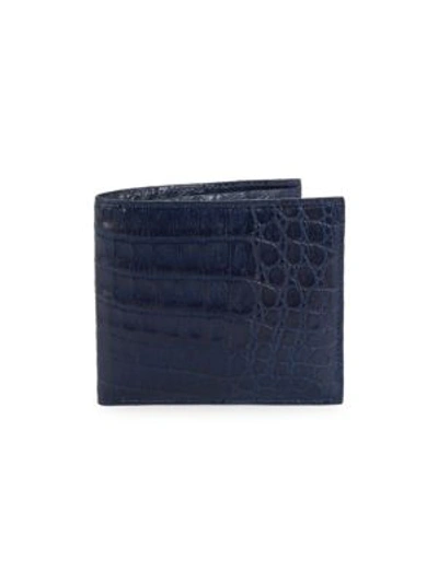 Santiago Gonzalez Men's Crocodile Billfold Wallet In Navy