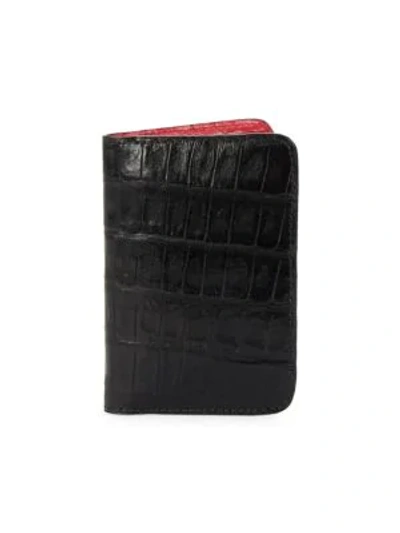 Santiago Gonzalez Crocodile Bicolor Billfold Wallet In Black Red
