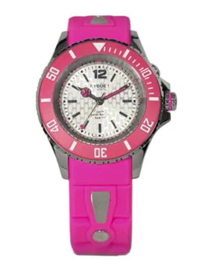 Kyboe! Neon Silicone And Stainless Steel Strap Watch/40mm In Pink
