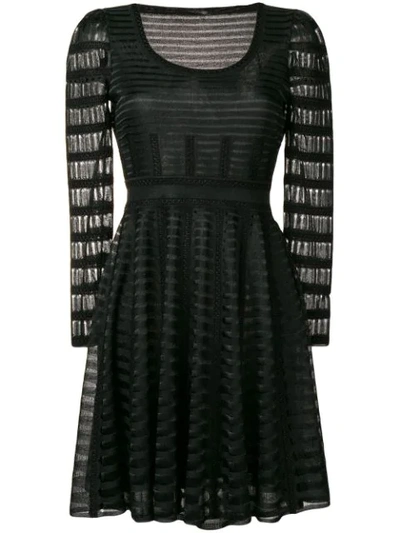 Alexander Mcqueen Scoop Neck Sheer Knit Mini Dress In 1000z Black